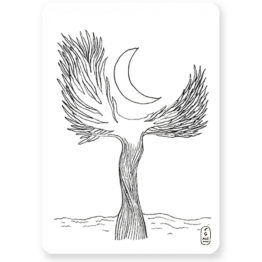 Carte dessin noir et blanc nid lune onirique opti