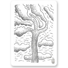 Carte dessin noir et blanc arbre nuage onirique opti