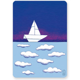 Carte-dessin-surréaliste-en-couleur-arbre-et-bateau-sur-nuage--onirique opti