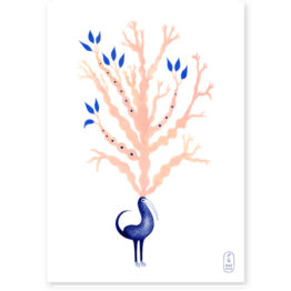 Poster animal bleu corail